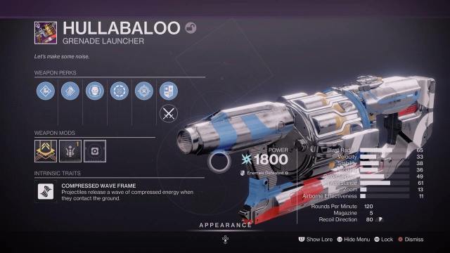 Destiny 2 Hullabaloo God Roll