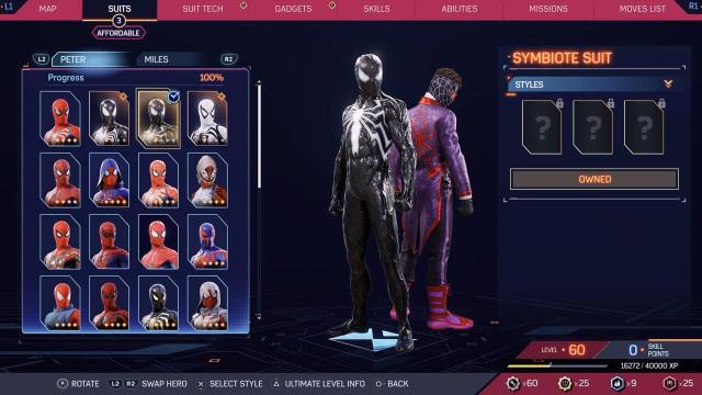 New Symbiote Suit Styles In Spiderman 2