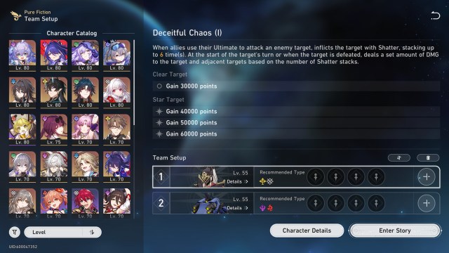 Honkai Star Rail Pure Fiction Deceitful Chaos Teams
