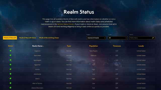 Wow Realm Status