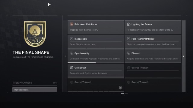 Final Shape Triumphs Transcendent Destiny 2